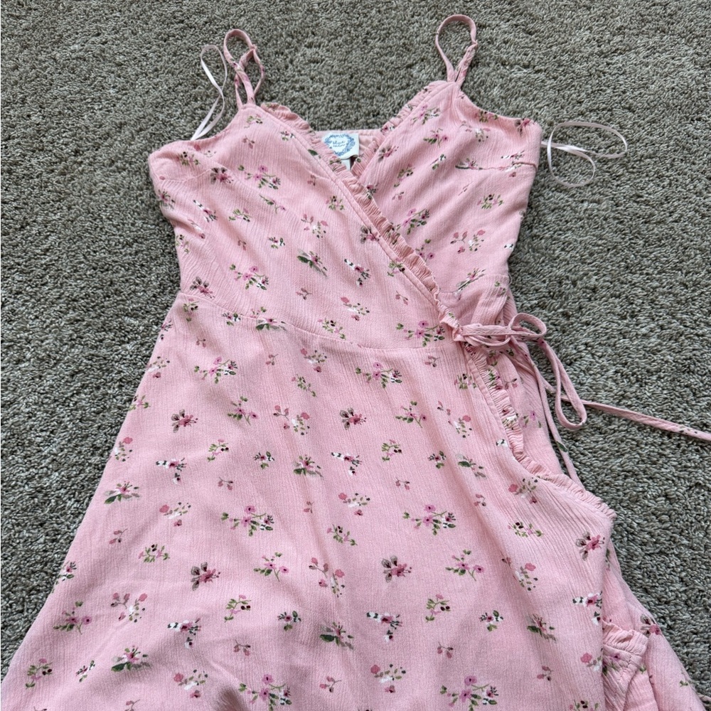 Floral Pink Wrap Dress